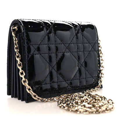 Patent Cannage Mini Pouch on Chain Black