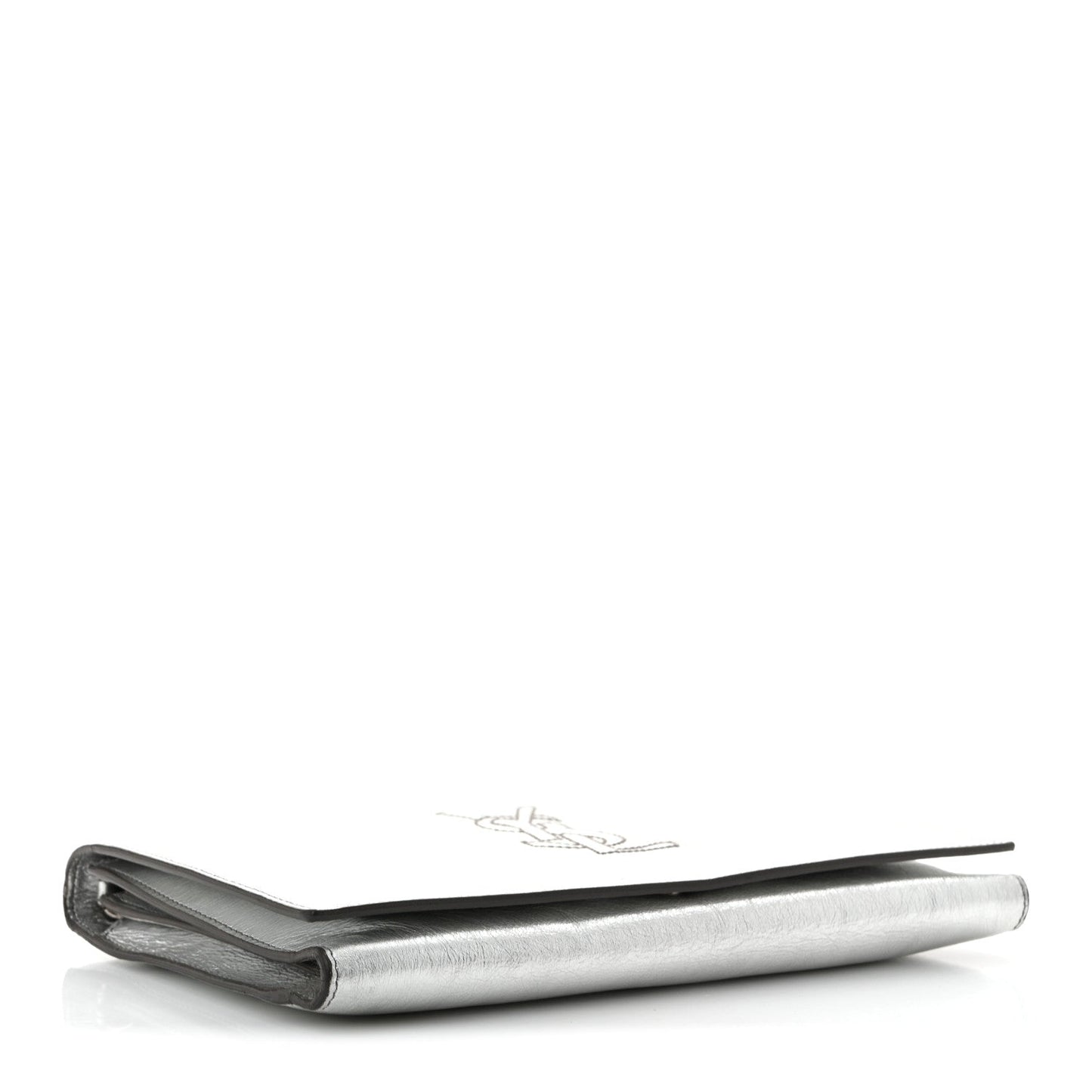 Metallic Crinkled Calfskin Belle de Jour Chain Clutch Silver