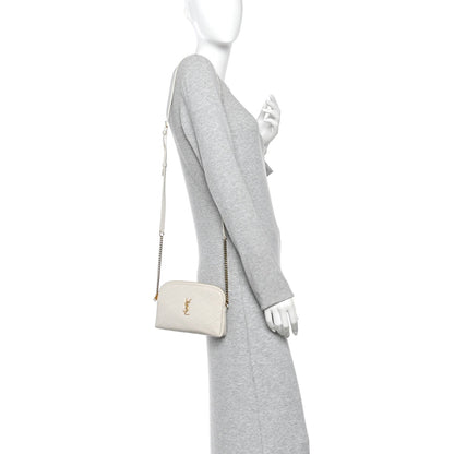 Lambskin Quilted Gaby Zipped Pouch Crema Soft
