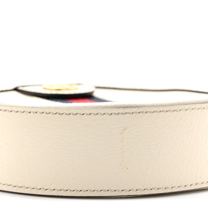 Textured Calfskin Web Mini Ophidia Round Shoulder Bag Mystic White