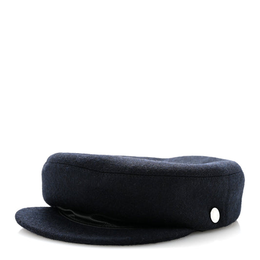 Wool Calfskin Dani Cap 57 Marine Black
