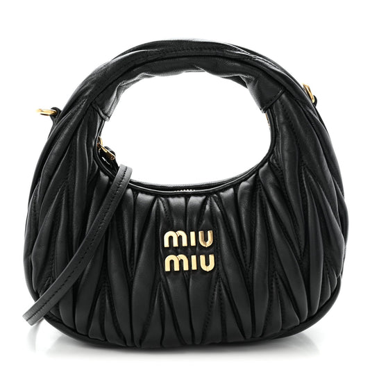 Nappa Matelasse Mini Wander Hobo Black