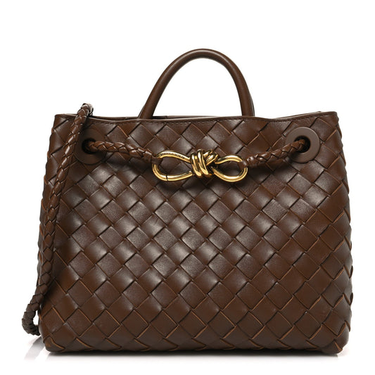 Nappa Intrecciato Small Andiamo Shoulder Bag Nocciola