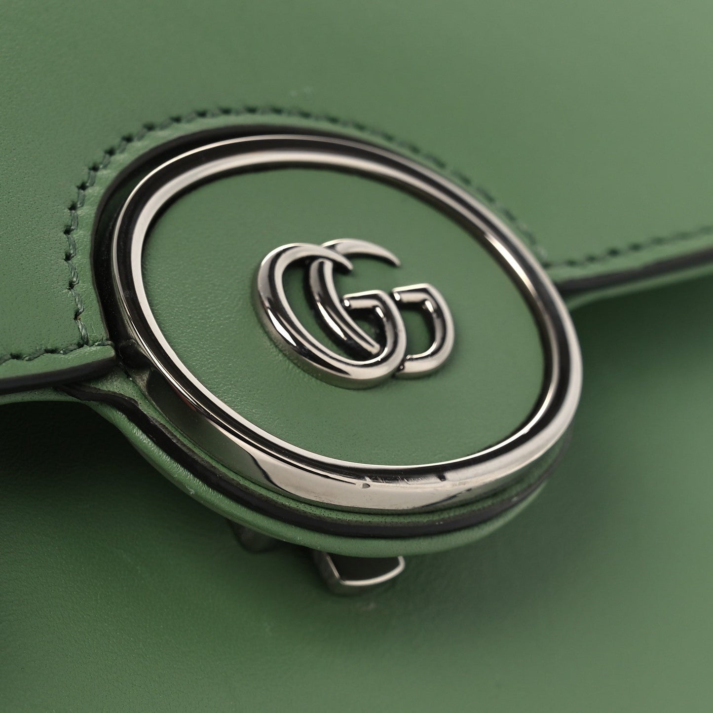 Senna Calfskin Petite GG Top Handle Shoulder Bag Green Soil Grass
