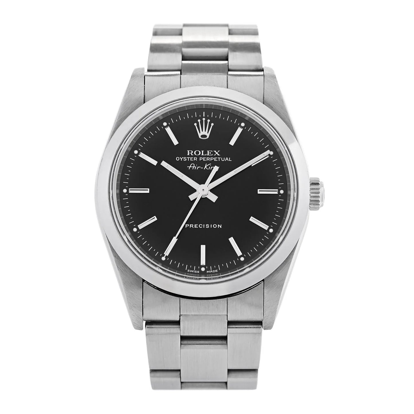 Rolex Stainless Steel 34mm Air-King Oyster Perpetual Precision Watch Black 14000
