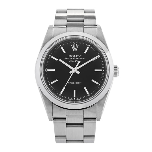 Rolex Stainless Steel 34mm Air-King Oyster Perpetual Precision Watch Black 14000