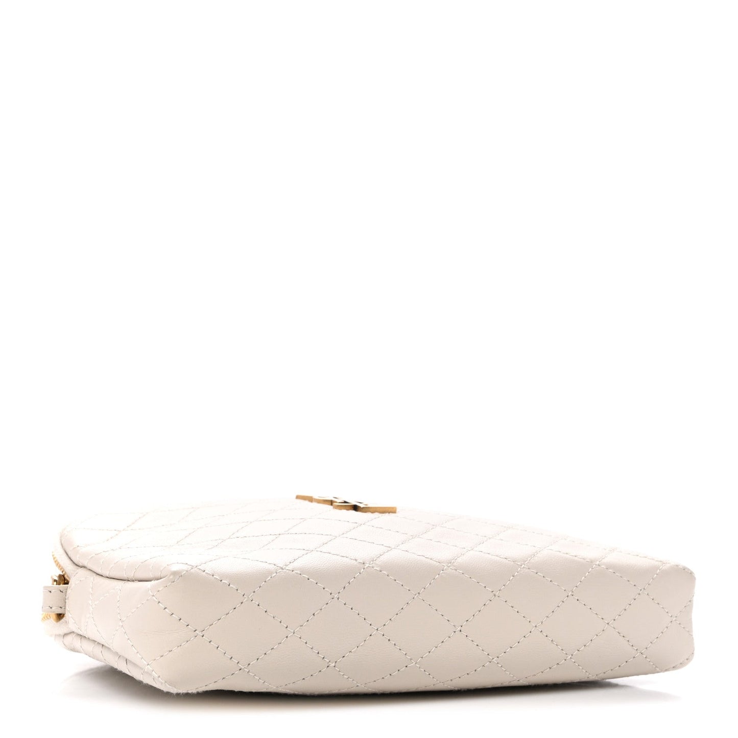 Lambskin Quilted Gaby Zipped Pouch Crema Soft
