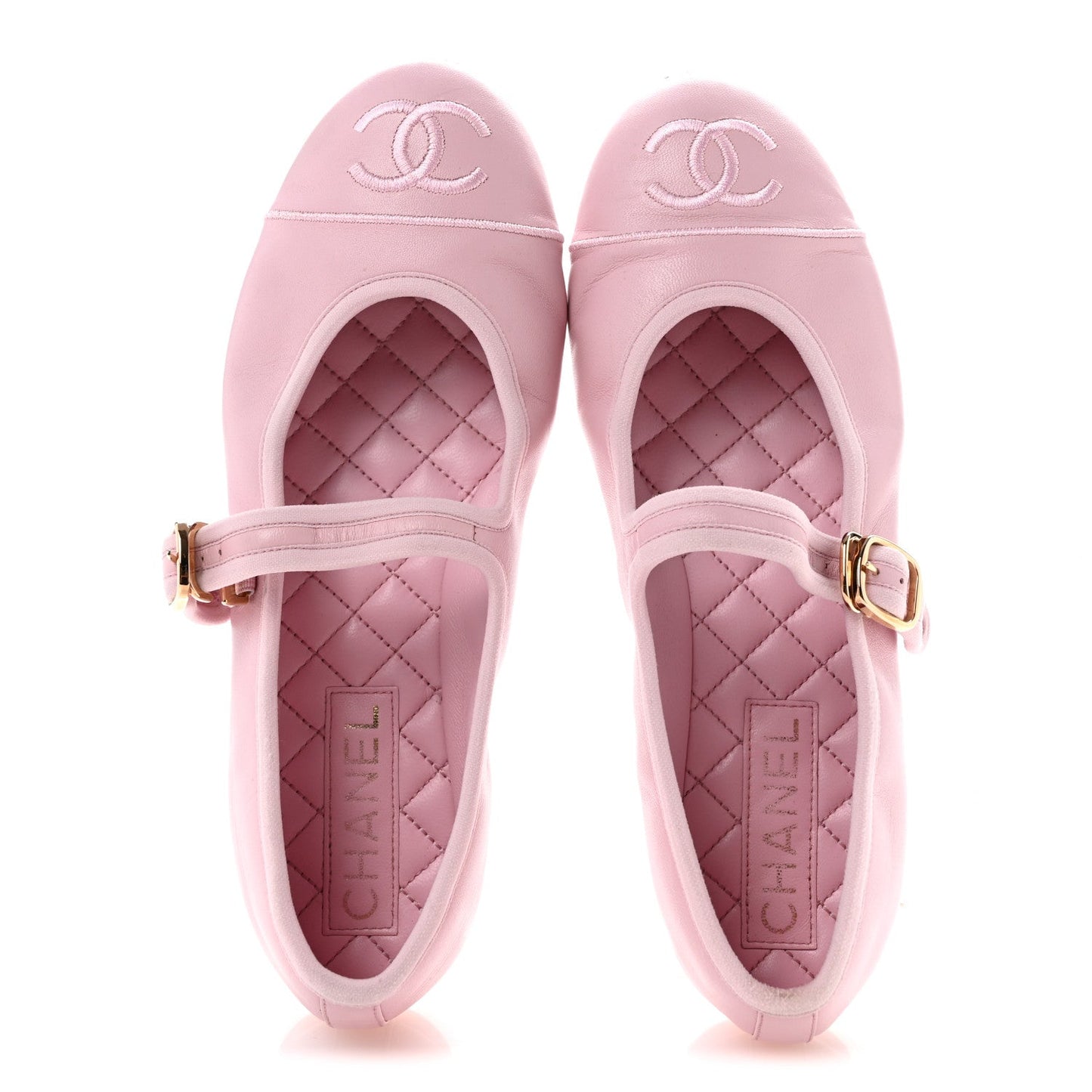 Lambskin Mary Jane Flats 38 Light Pink