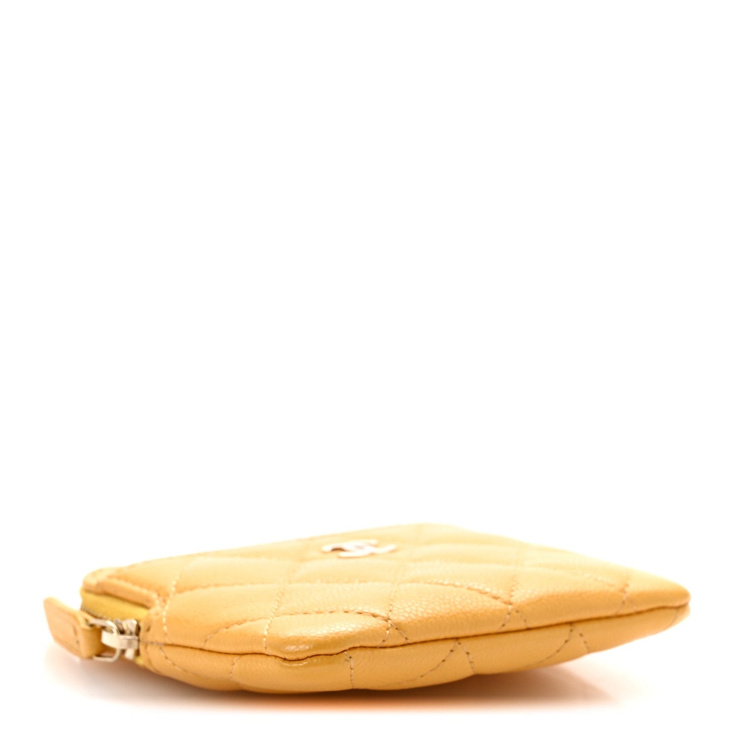 Caviar Quilted Zip Card Holder Wallet Yellow