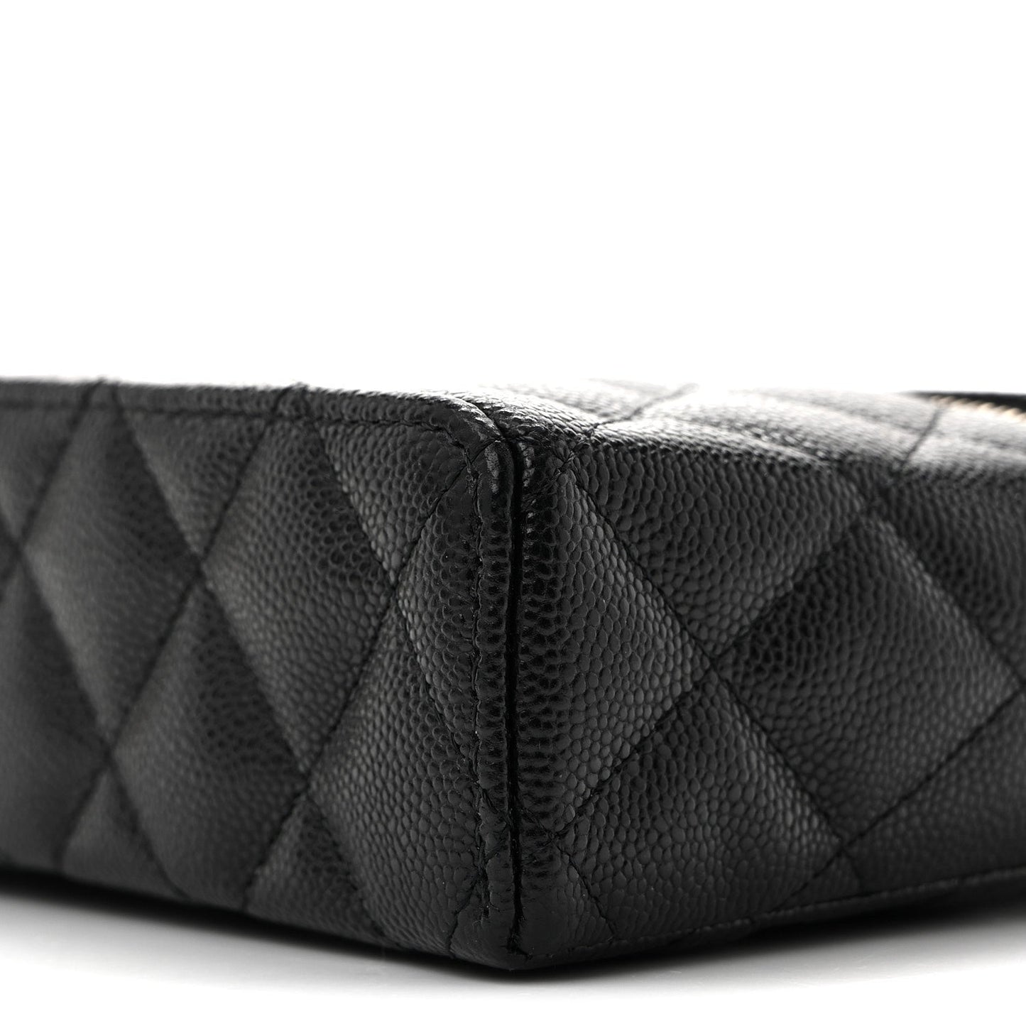 Caviar Quilted Top Handle Slim Vanity With Chain Black