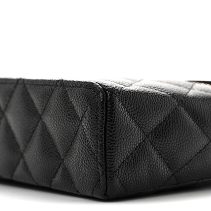 Caviar Quilted Top Handle Slim Vanity With Chain Black