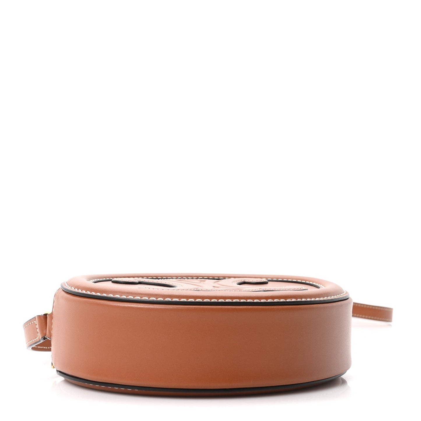 Smooth Calfskin Cuir Small Triomphe Oval Crossbody Purse Tan