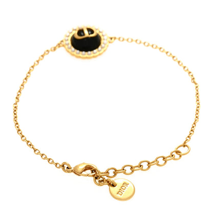Pearl Glass Petit CD Baroque Bracelet Gold Black