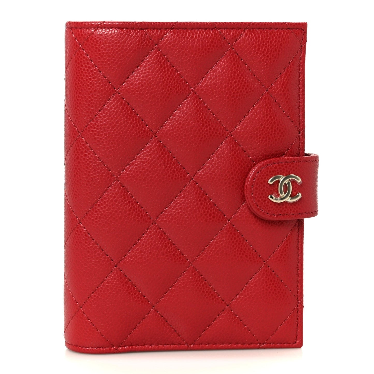 Caviar Quilted Passport Holder Red