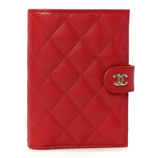 Caviar Quilted Passport Holder Red
