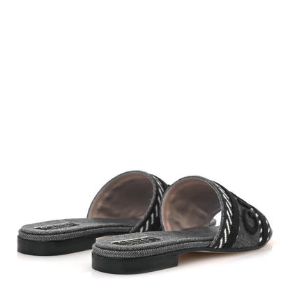 Gucci Plain Spain Denim Logo Slide Sandals 37 Light Blue