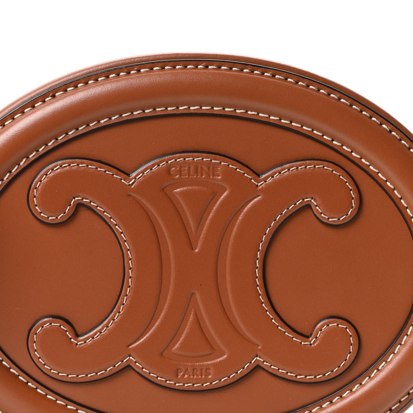 Smooth Calfskin Cuir Small Triomphe Oval Crossbody Purse Tan