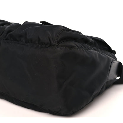 Tessuto Nylon Saffiano Double Buckle Messenger Shoulder Bag Black