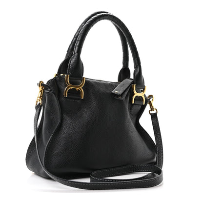 Calfskin Small Marcie Satchel Black