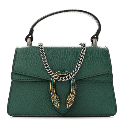 Dollar Calfskin Crystal Mini Dionysus Top Handle Bag Emerald