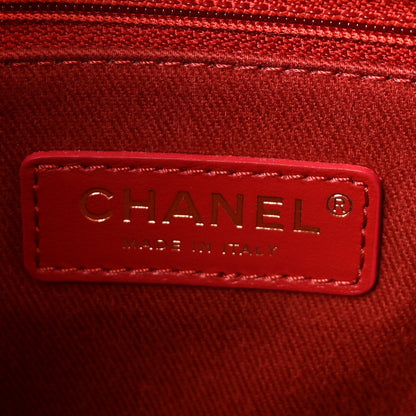 Caviar Chevron Quilted Small Coco Handle Flap Red