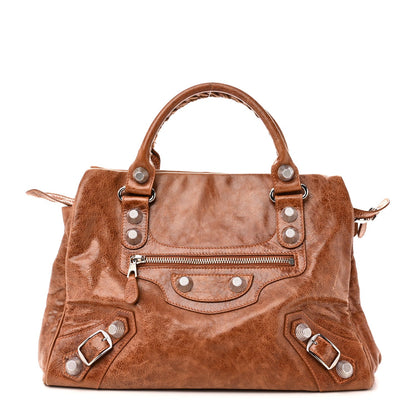 Agneau Giant 21 Silver Hardware Mid Day Brown