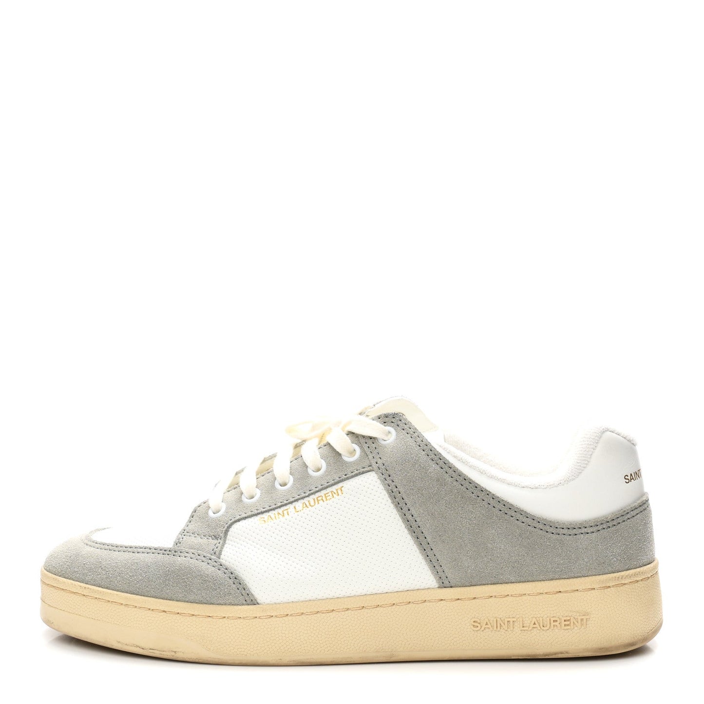 Calfskin Perforated Suede Mens SL61 Sneakers 45 Blanc Optique Paris