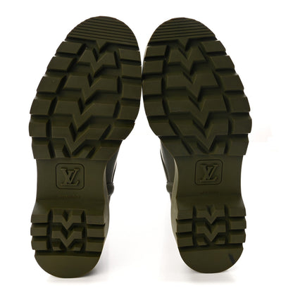 Rubber Calfskin Territory Flat Boots 37 Khaki