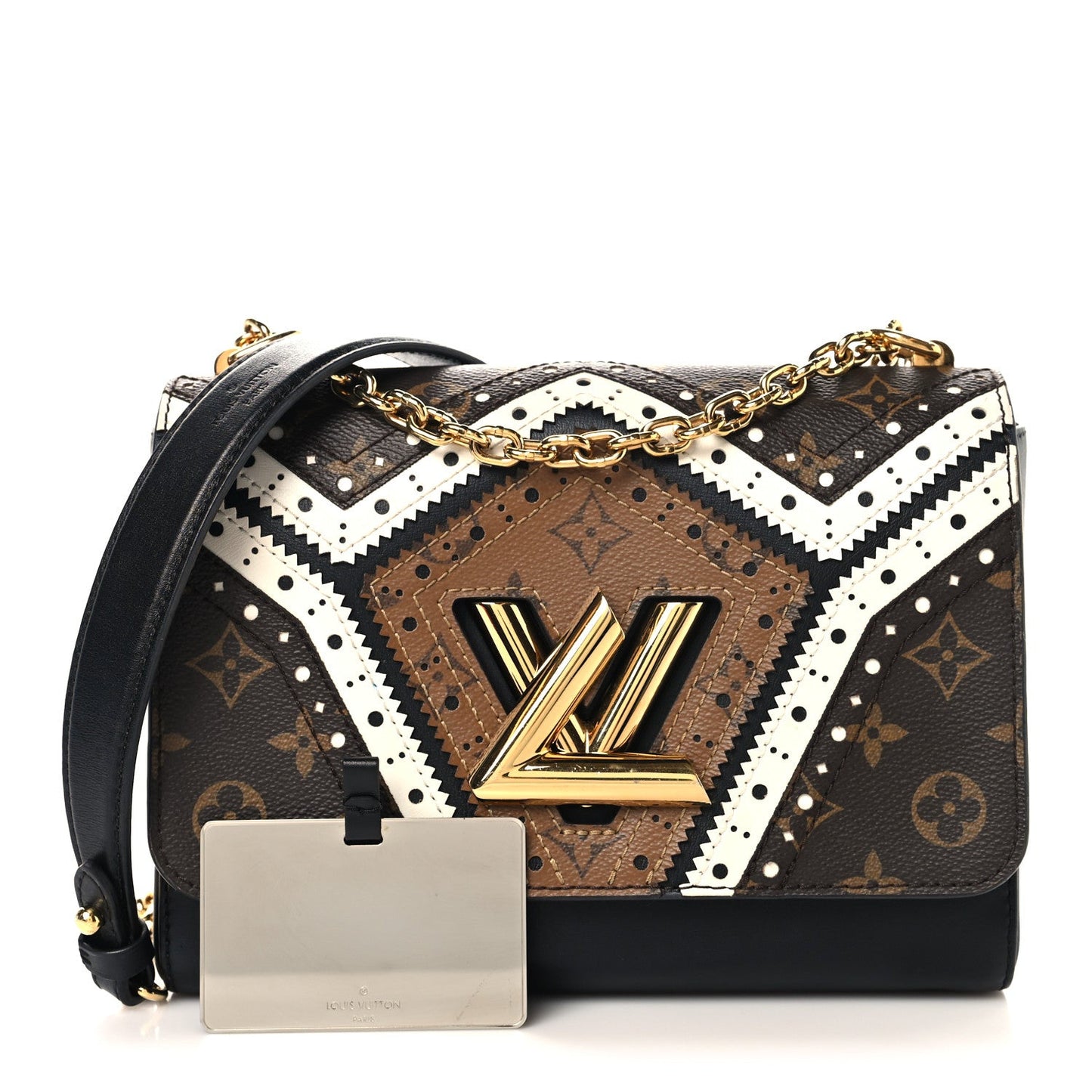 Veau Satin Monogram Twist Shoulder Bag MM Black