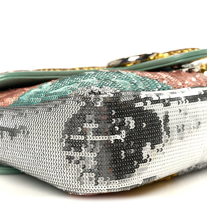 Sequin Satin Calfskin Matelasse Diagonal Small GG Marmont Shoulder Bag Grigio Argento Verde Chiaro Rosa Giallo Light Water Green