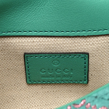 Jacquard Super Mini GG Marmont Shoulder Bag Green