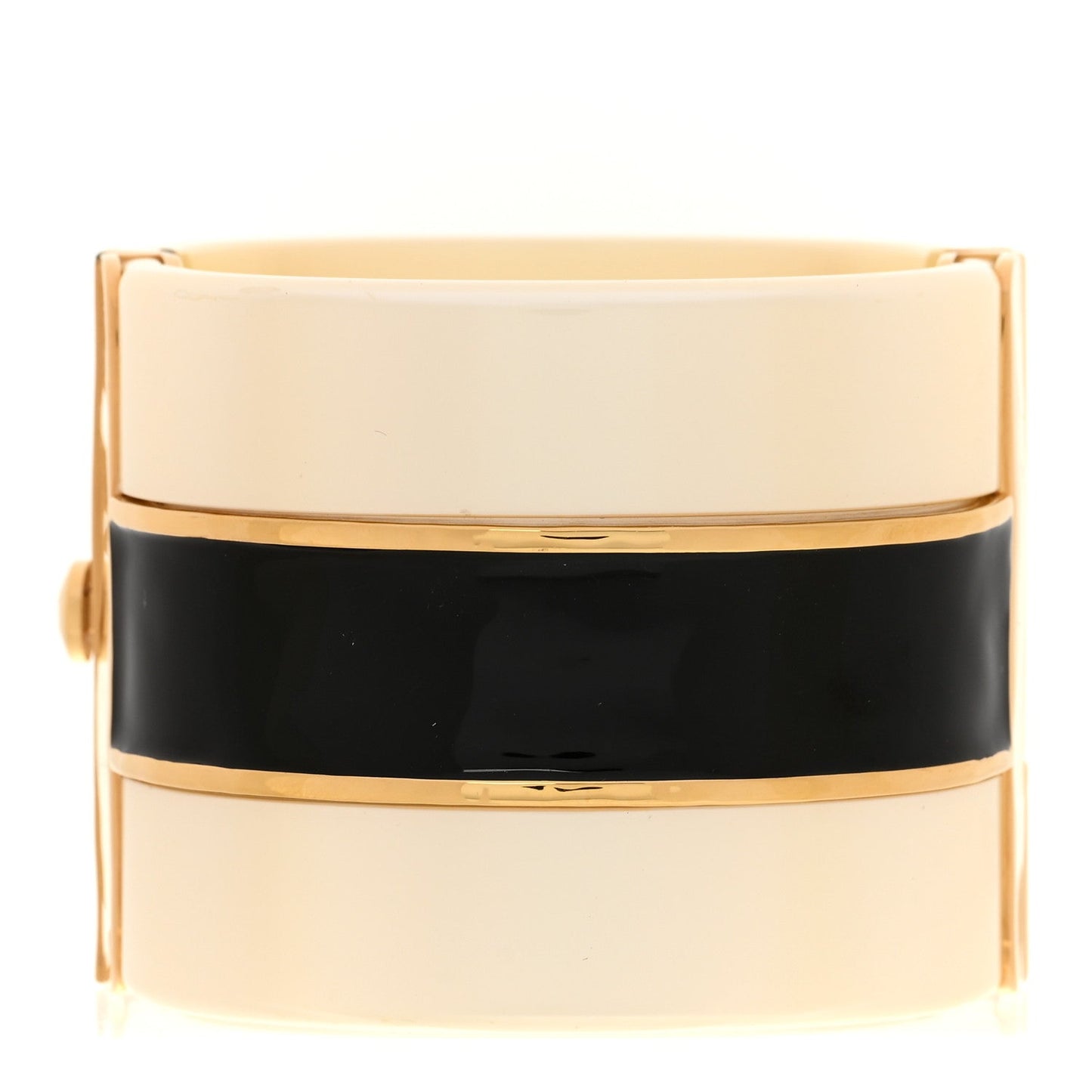 Resin Enamel CC Cuff Bracelet White Black Gold
