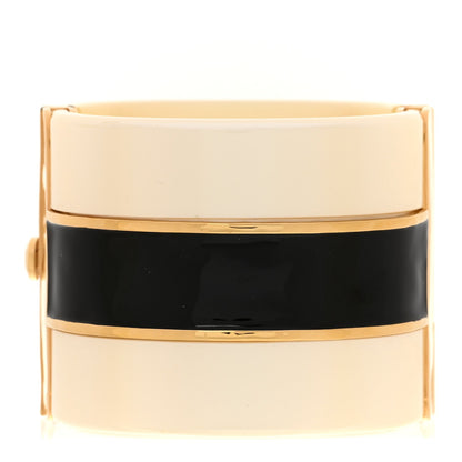 Resin Enamel CC Cuff Bracelet White Black Gold