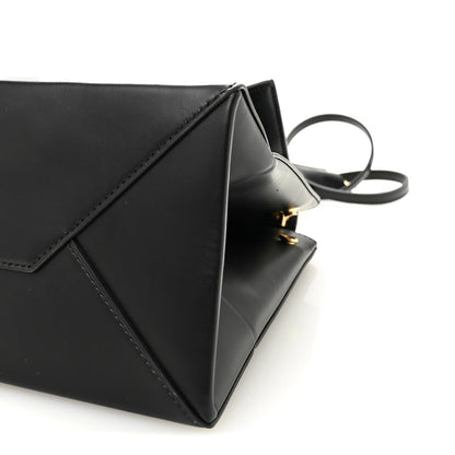 Natural Smooth Calfskin Medium Nano Top Handle Handbag Black
