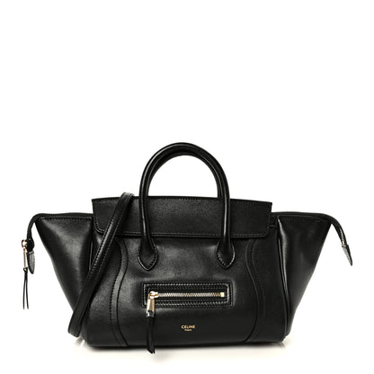Supple Shiny Lambskin Little New Luggage Black