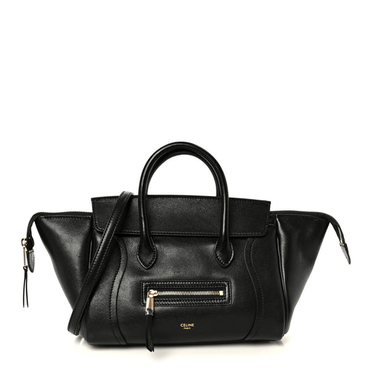 Supple Shiny Lambskin Little New Luggage Black