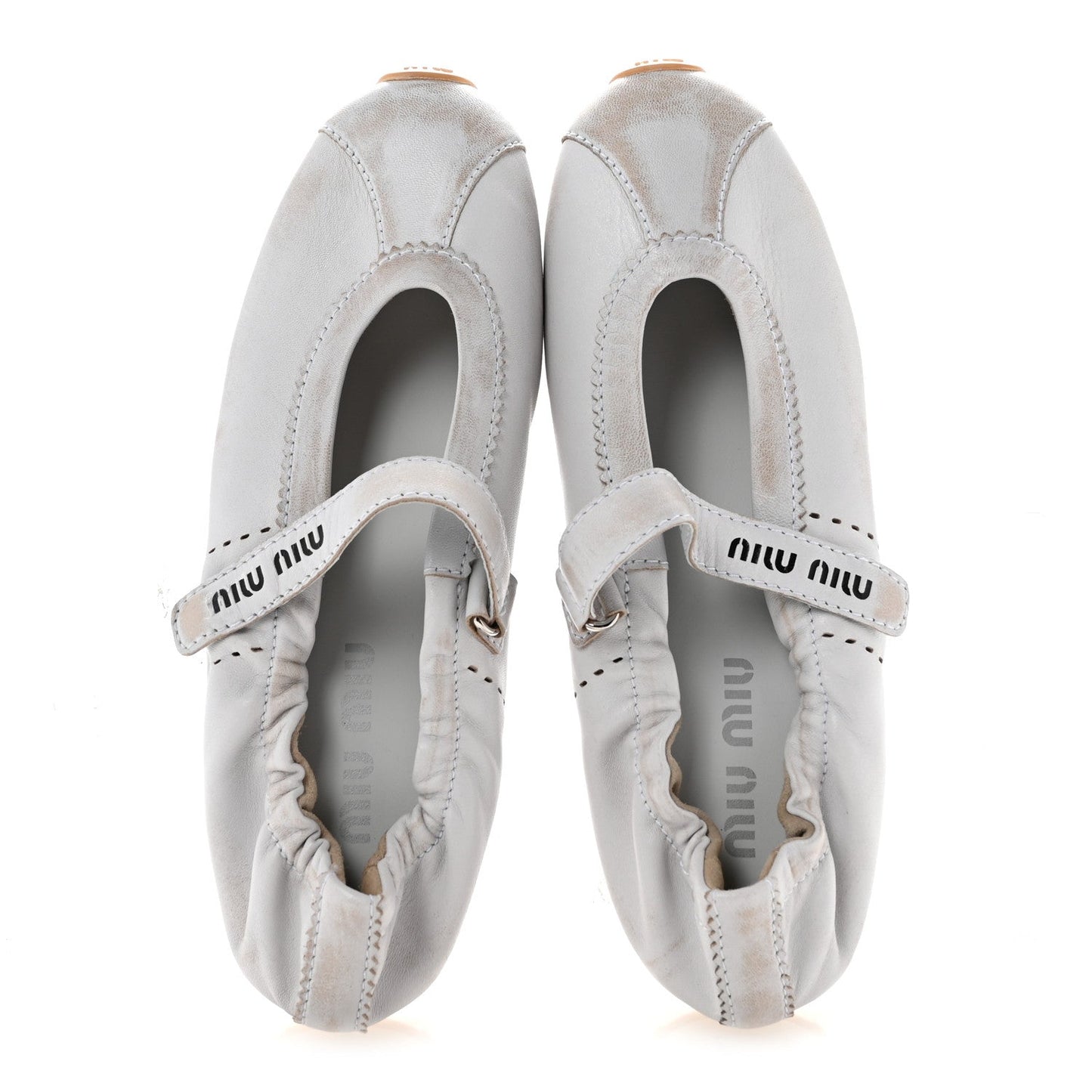 Bleached Nappa Womens Plume Mary Jane Ballerina Sneakers 37.5 Bianco