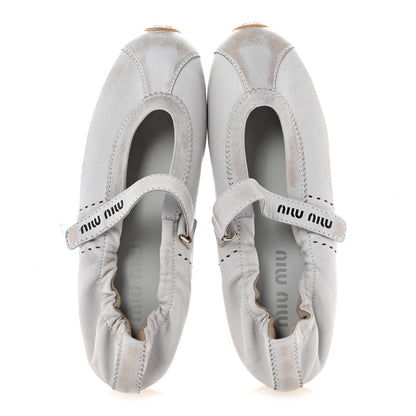 Bleached Nappa Womens Plume Mary Jane Ballerina Sneakers 37.5 Bianco