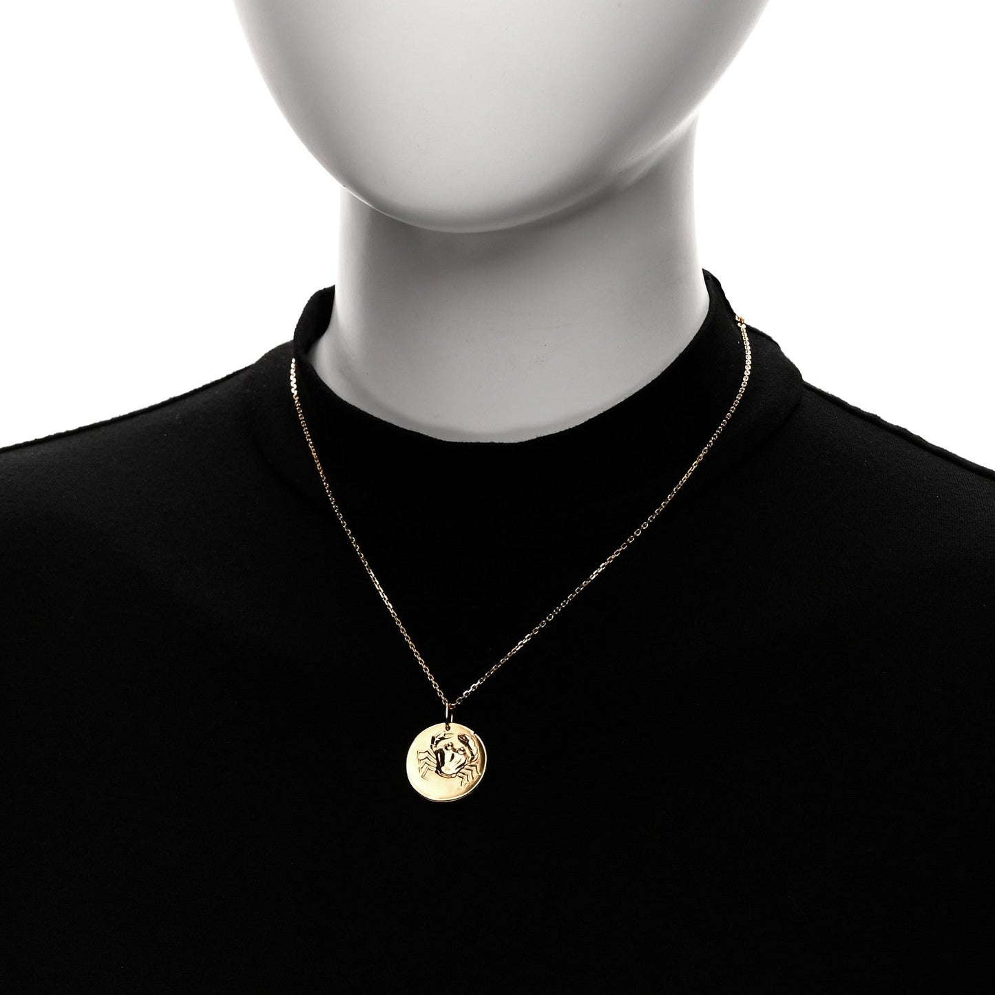 18K Yellow Gold Zodiac Cancer Pendant Necklace