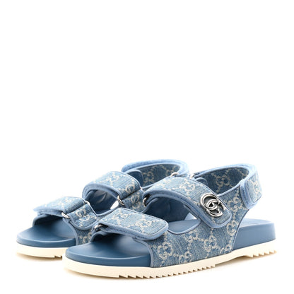 New Denim Delave GG Monogram Womens Dad Sandals 37 Light Blue Avion