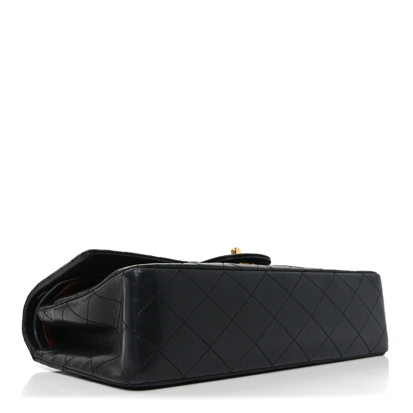 Lambskin Quilted Medium Double Flap Black