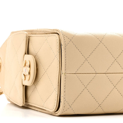 Caviar Quilted Mini Chanel 25 Handbag Beige