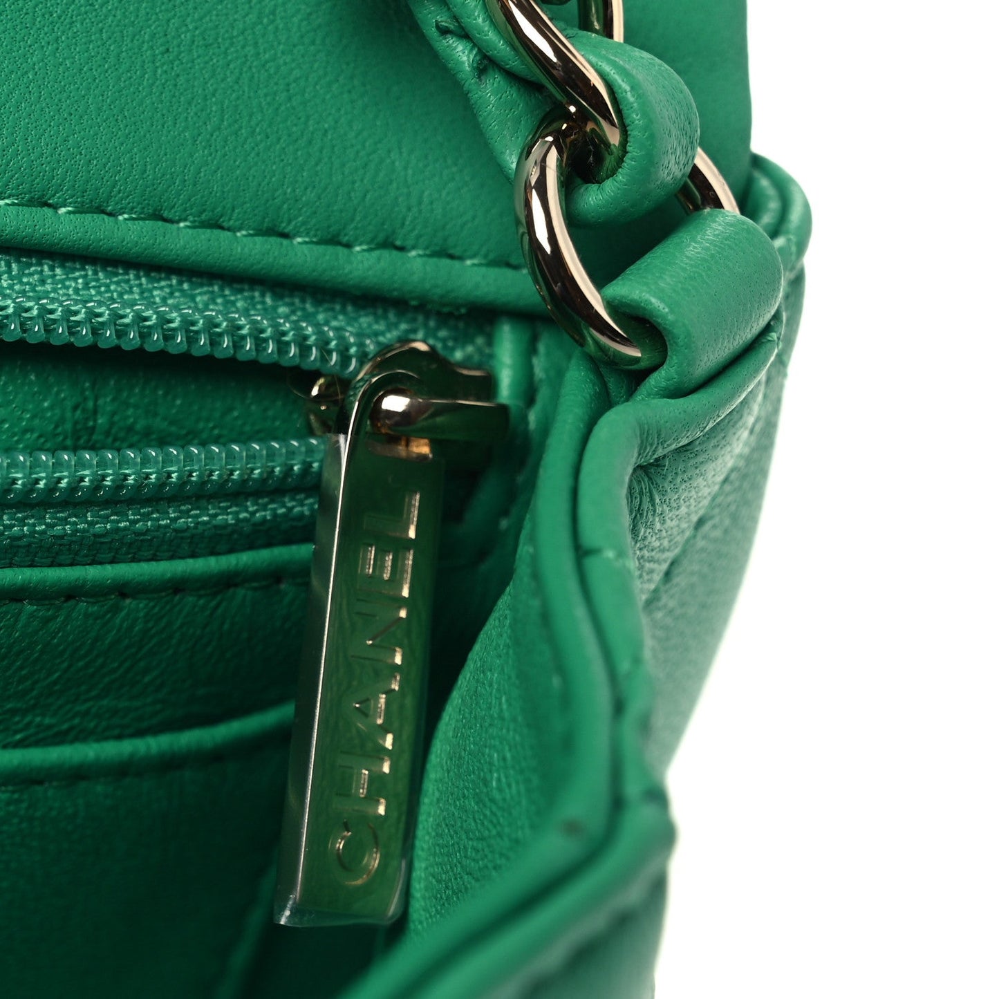 Lambskin Quilted Mini Rectangular Flap Green