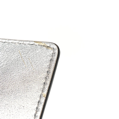 Metallic Calfskin Continental Wallet On Chain Argento