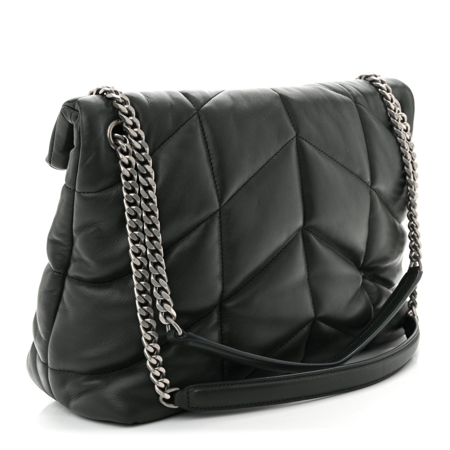 Lambskin Quilted Medium Loulou Puffer Monogram Chain Satchel Seaweed