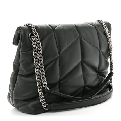 Lambskin Quilted Medium Loulou Puffer Monogram Chain Satchel Seaweed