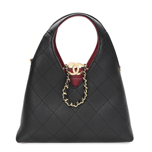 Calfskin Chic Lady Small Shopping Tote Black