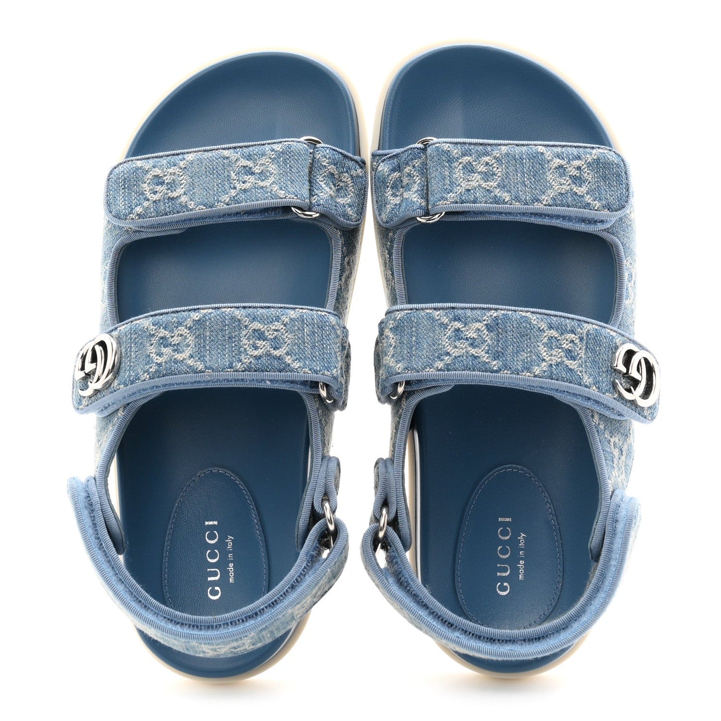 New Denim Delave GG Monogram Womens Dad Sandals 37 Light Blue Avion