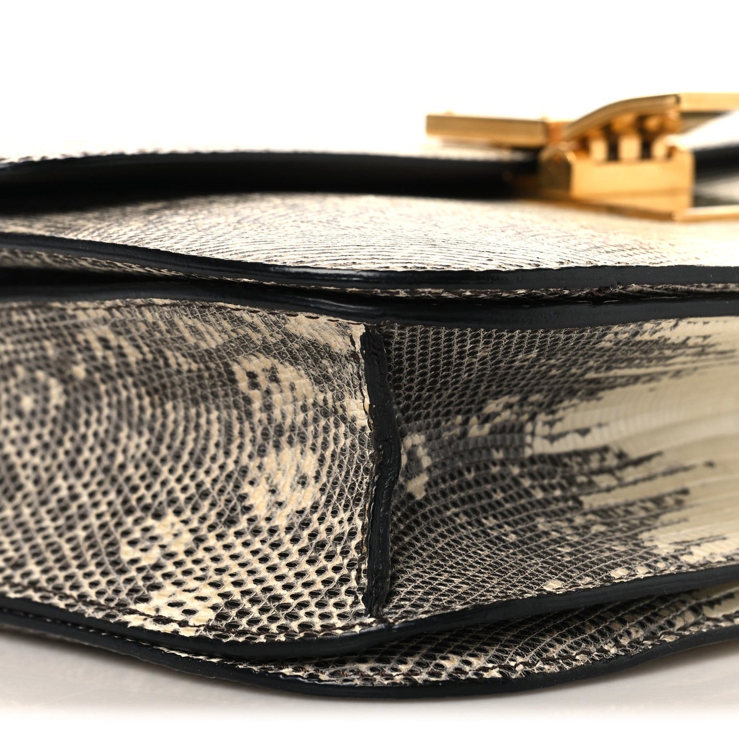 Lizard Medium Classic Box Flap Bag Natural