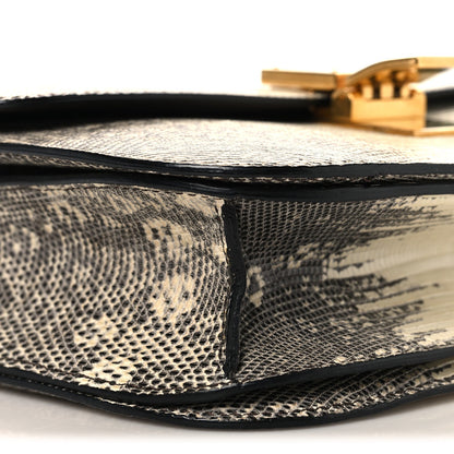 Lizard Medium Classic Box Flap Bag Natural